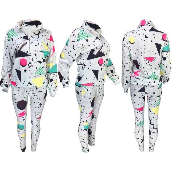 Women's Polyester Spandex Two Piece Tracksuit Zipper Jacket Pockets Small - Picture 2 of 6